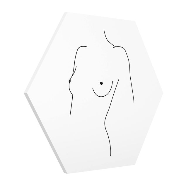 Billeder kunsttryk Line Art Nude Bust Woman Black And White
