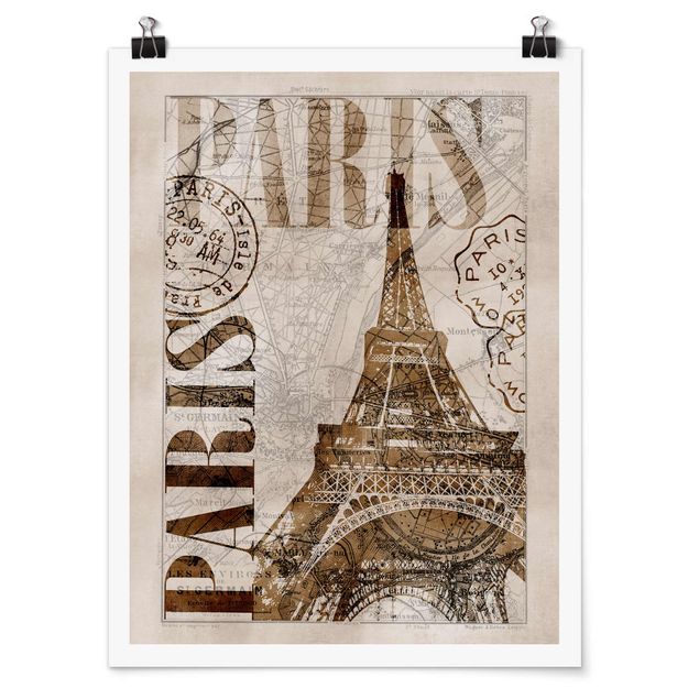 Billeder arkitektur og skyline Shabby Chic Collage - Paris