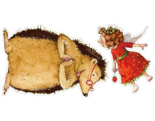 Børneværelse deco Little Strawberry Strawberry Fairy - With The Hedgehog Sticker Set