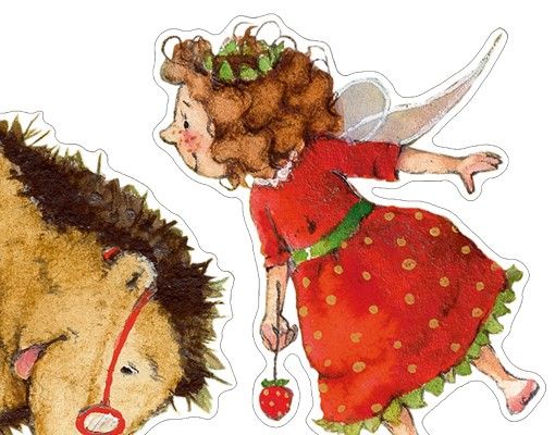 Wallstickers Little Strawberry Strawberry Fairy - With The Hedgehog Sticker Set