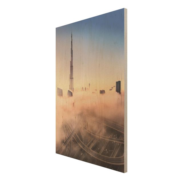 Prints på træ Heavenly Dubai Skyline