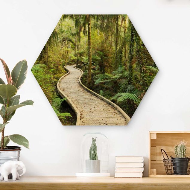 Prints på træ landskaber Path In The Jungle