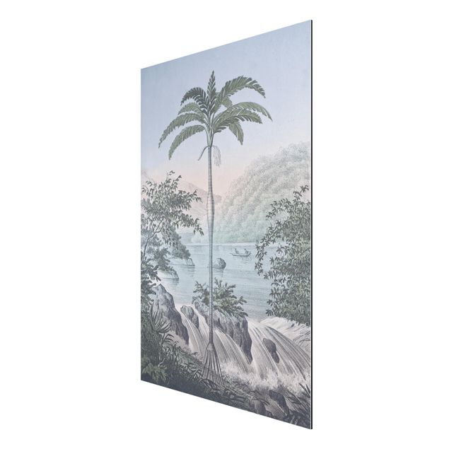 Billeder kunsttryk Vintage Illustration - Landscape With Palm Tree