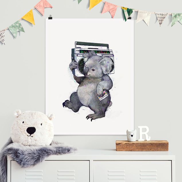 Billeder fisk Illustration Koala With Radio Painting