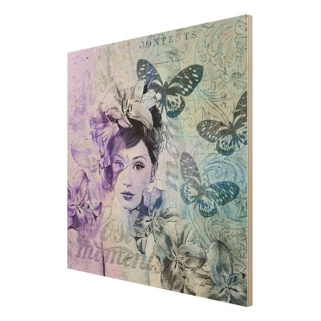 Billeder Andrea Haase Shabby Chic Collage - Portrait With Butterflies