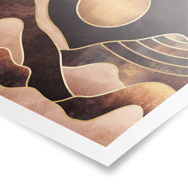 Plakater landskaber Golden Sun Abstract Mountains