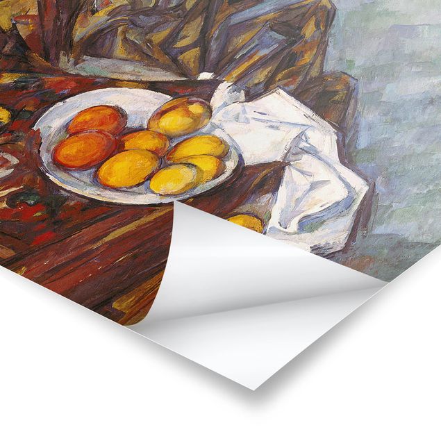 Billeder stilleben Paul Cézanne - Still Life, Flower Curtain, And Fruits