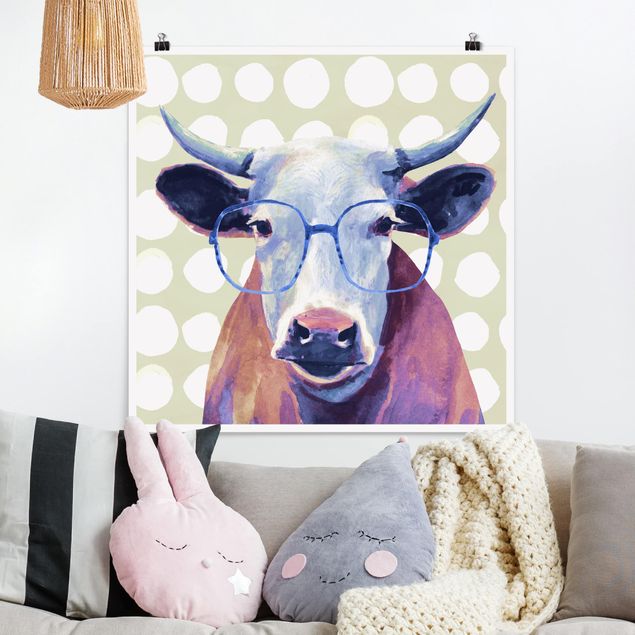 Plakater dyr Animals With Glasses - Cow