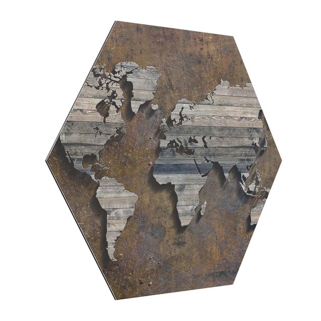 Billeder moderne Wooden Grid World Map