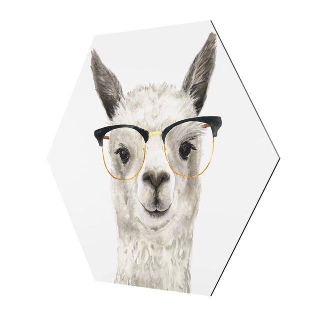 Sekskantede billeder Hip Lama With Glasses I