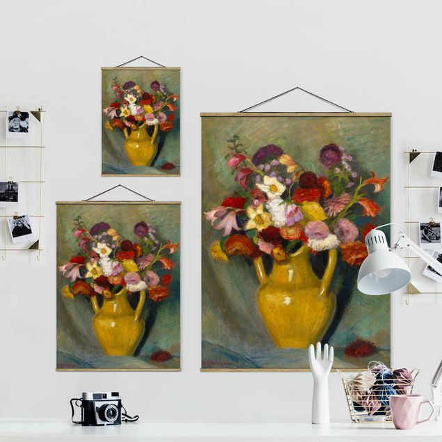 Billeder kunsttryk Otto Modersohn - Colourful Bouquet in Yellow Clay Jug