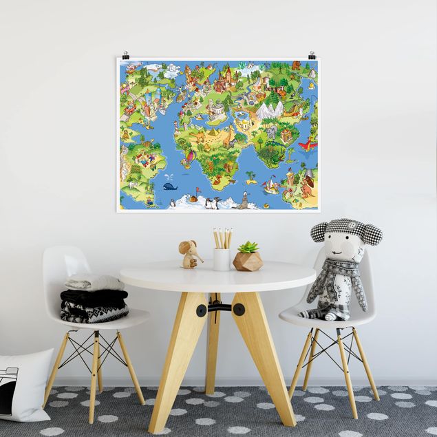 Plakater verdenskort Great and Funny Worldmap