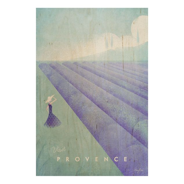 Prints på træ blomster Travel Poster - Provence