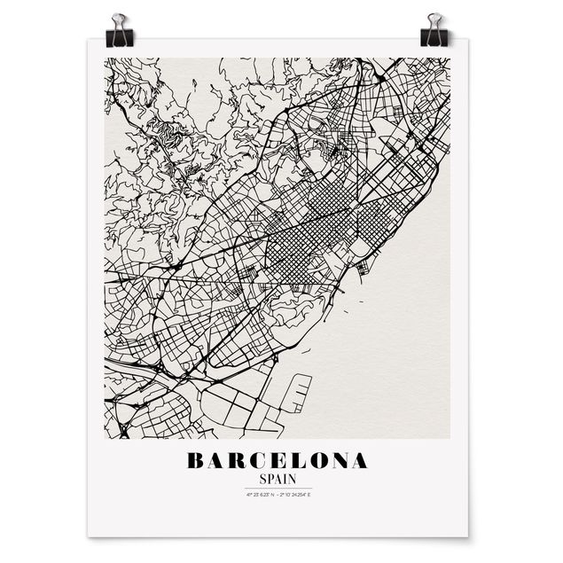 Plakater ordsprog Barcelona City Map - Classic