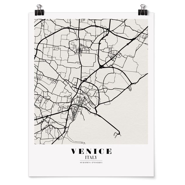 Plakater ordsprog Venice City Map - Classic