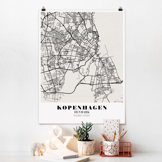 køkken dekorationer Copenhagen City Map - Classic