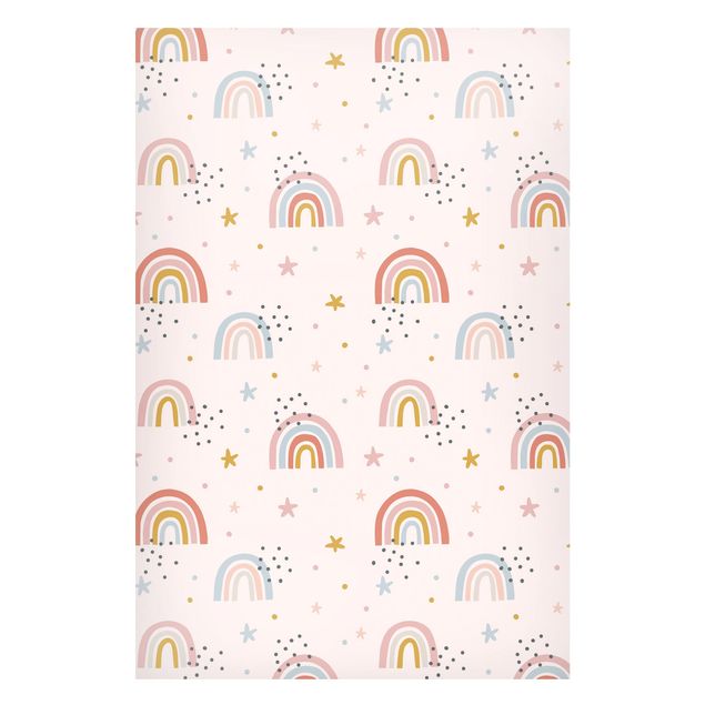 Billeder bjerge Rainbow World With Stars And Dots