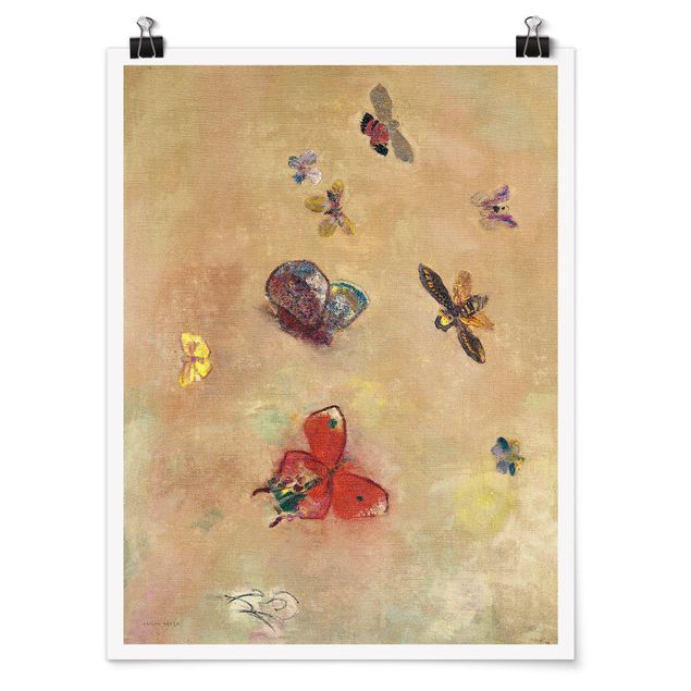 Plakater kunsttryk Odilon Redon - Colourful Butterflies