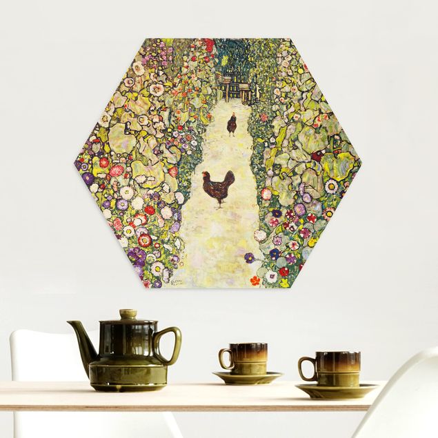 køkken dekorationer Gustav Klimt - Garden Path with Hens