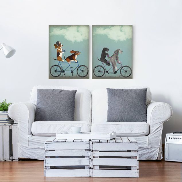 Børneværelse deco Cycling - Bassets And Schnauzer Tandem Set II