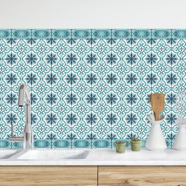 køkken dekorationer Geometrical Tile Mix Cross Turquoise
