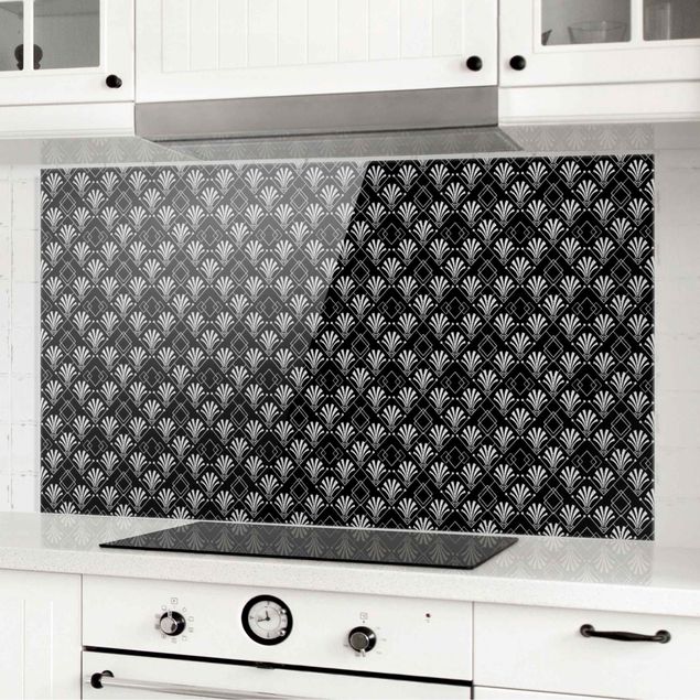 køkken dekorationer Glitter Look With Art Deko Pattern On Black