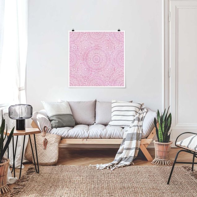 Plakater kunsttryk Pattern Mandala Light Pink