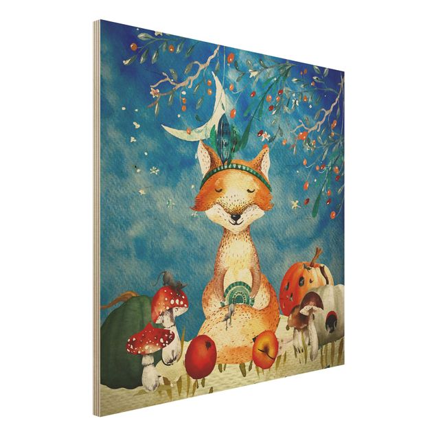 Børneværelse deco Watercolour Fox In Moonlight