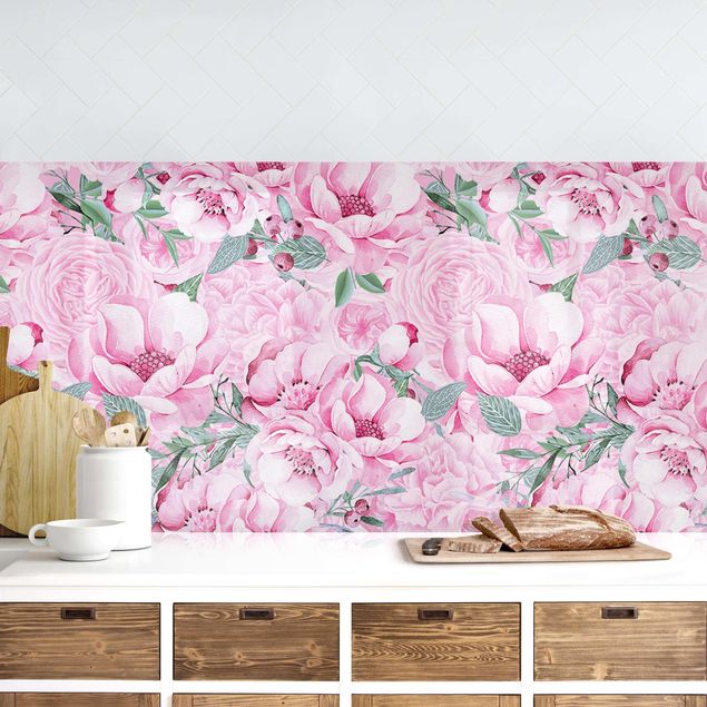 køkken dekorationer Pink Flower Dream Pastel Roses In Watercolour