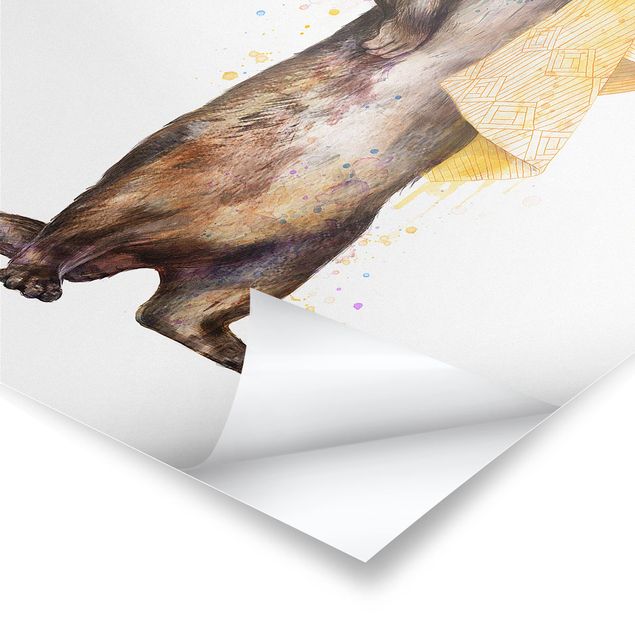 Billeder Illustration Otter With Towel Painting White