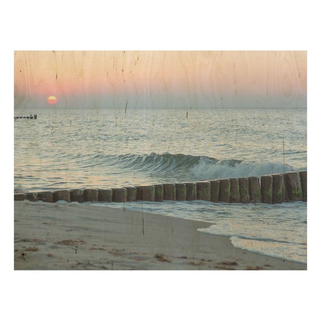 Prints på træ landskaber Sunset At The Beach