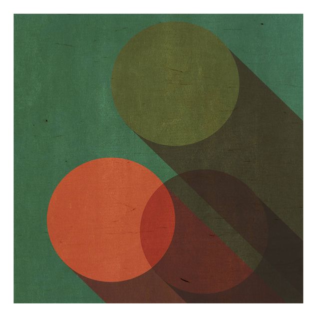 Billeder Kubistika Abstract Shapes - Circles In Green And Red
