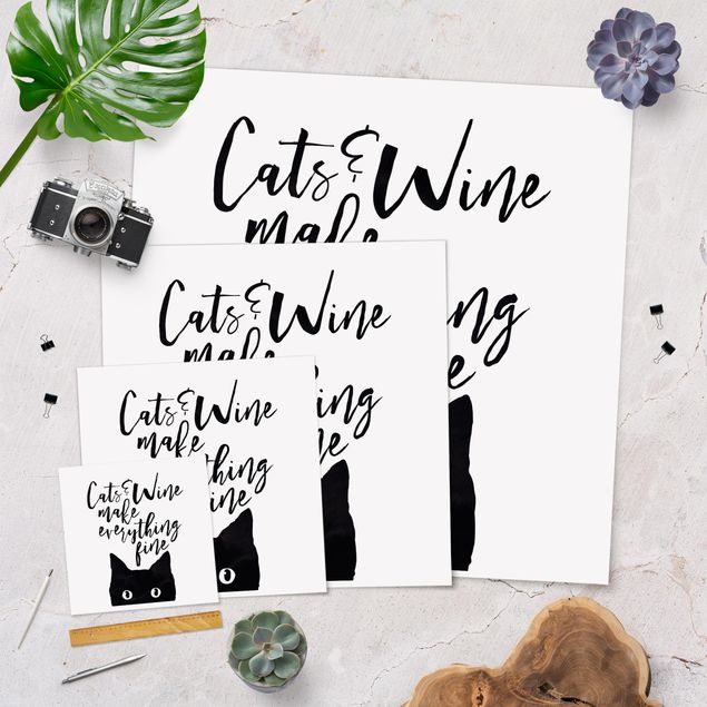 Billeder Cats And Wine make Everything Fine