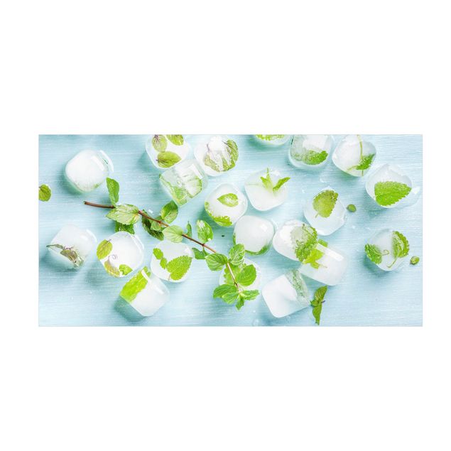 gulvtæppe grøn Ice Cubes With Mint Leaves