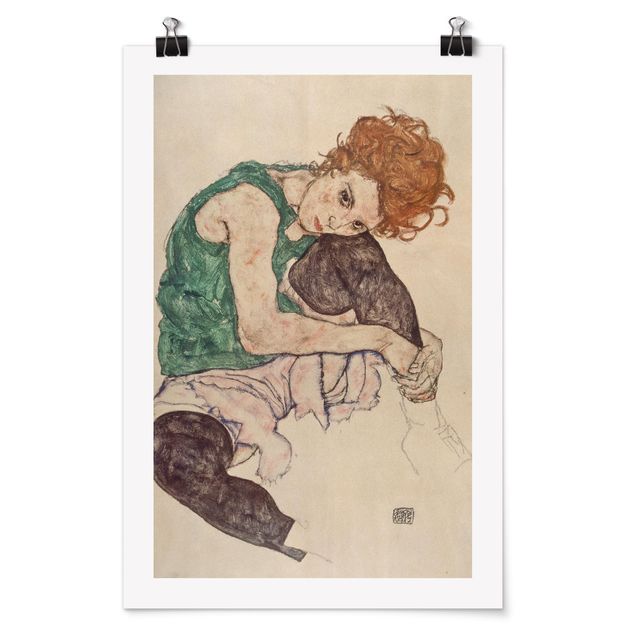 Plakater kunsttryk Egon Schiele - Sitting Woman With A Knee Up