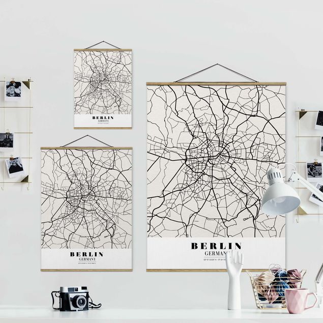 Billeder sort og hvid Berlin City Map - Classic