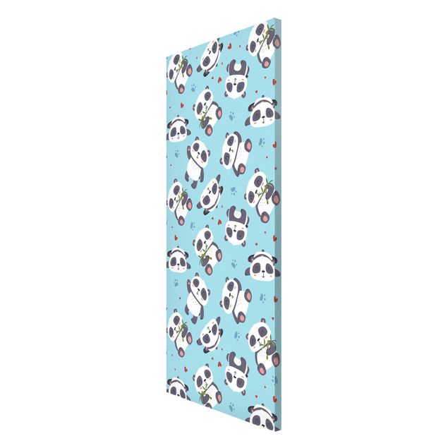 Billeder pandaer Cute Panda With Paw Prints And Hearts Pastel Blue