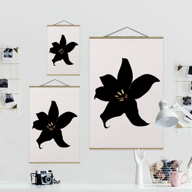 Billeder kunsttryk Graphical Plant World - Orchid Black And Gold