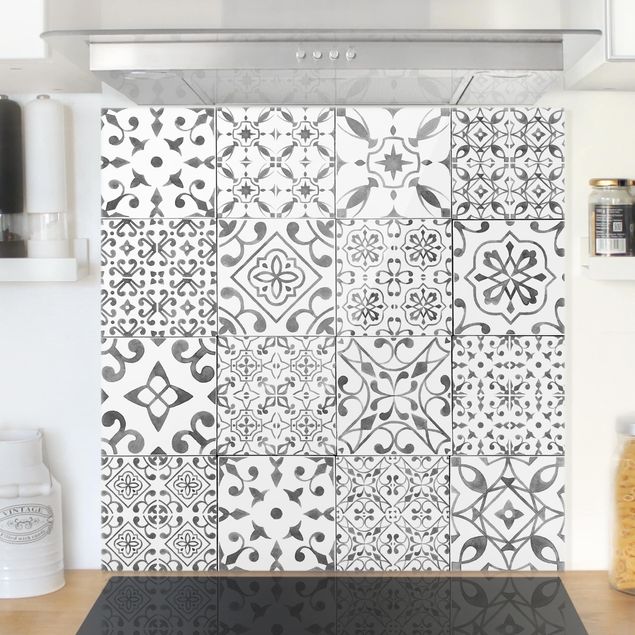 køkken dekorationer Pattern Tiles Gray White