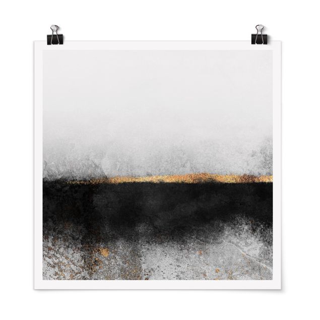Plakater abstrakt Abstract Golden Horizon Black And White