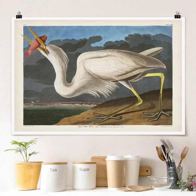 køkken dekorationer Vintage Board Great White Egret