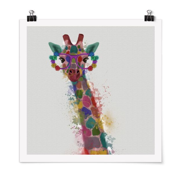 Plakater dyr Rainbow Splash Giraffe