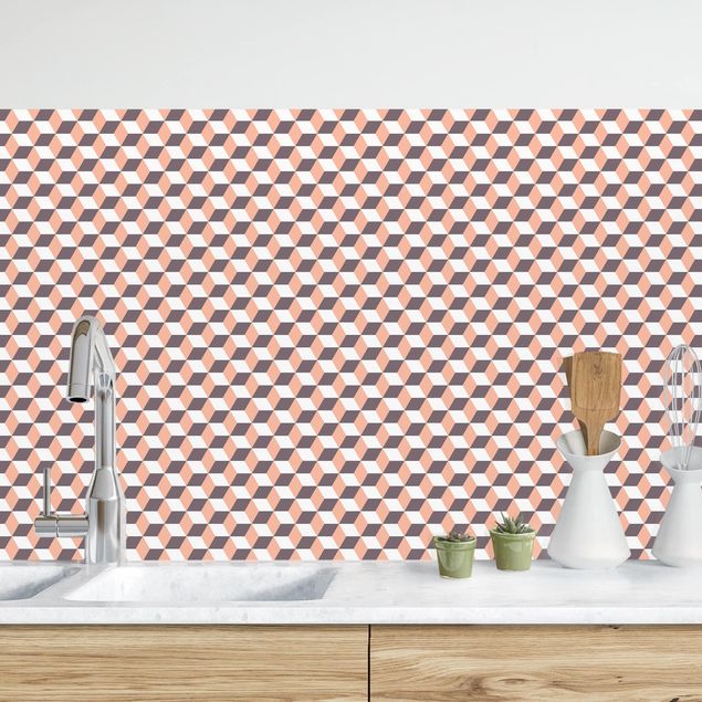 køkken dekorationer Geometrical Tile Mix Cubes Orange
