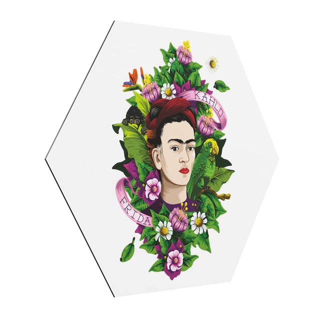 Billeder blomster Frida Kahlo - Frida, Monkey And Parrot