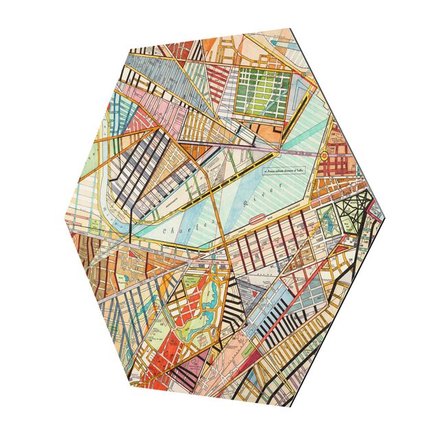Sekskantede billeder Modern Map Of Boston