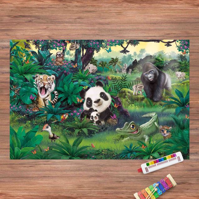 tæpper til terrasse Animal Club International - Jungle With Animals