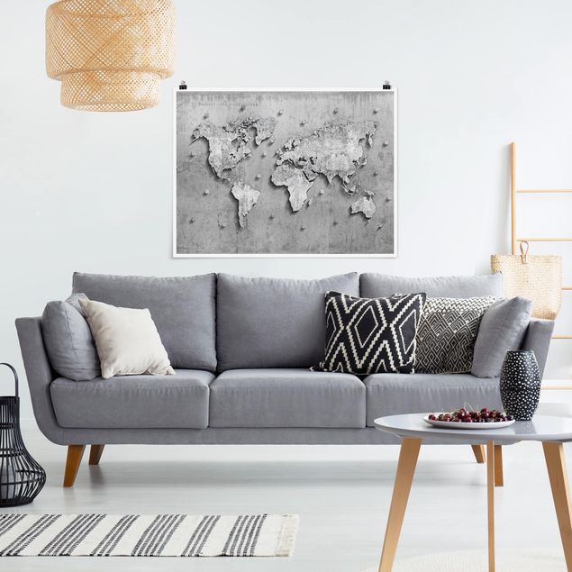 Plakater verdenskort Concrete World Map