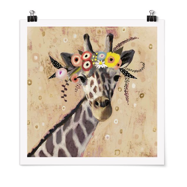 Plakater dyr Klimt Giraffe