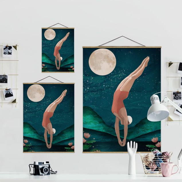 Billeder Laura Graves Art Illustration Bather Woman Moon Painting