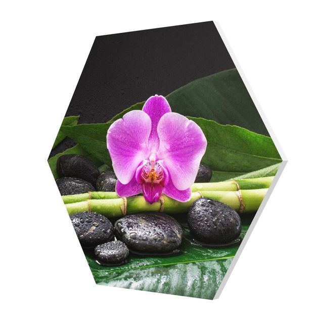 Billeder kunsttryk Green Bamboo With Orchid Blossom